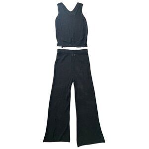 Artelier Nicole Miller Black Knit Mesh Tank Top & Pants Set XL Resort Beach Summ